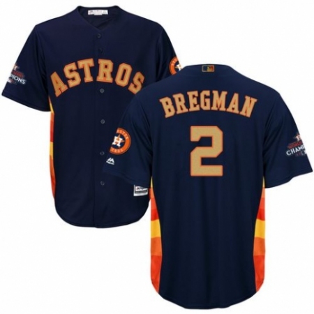 Men's Majestic Houston Astros #2 Alex Bregman Replica Navy Blue Alternate 2018 Gold Program Cool Base MLB Jersey
