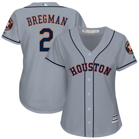 Women's Majestic Houston Astros #2 Alex Bregman Replica Grey Road Cool Base MLB Jersey