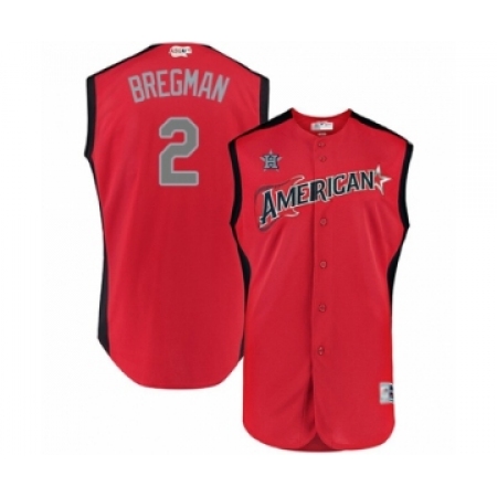 Youth Houston Astros #2 Alex Bregman Authentic Red American League 2019 Baseball All-Star Jersey