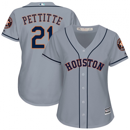 Women's Majestic Houston Astros #21 Andy Pettitte Authentic Grey Road Cool Base MLB Jersey