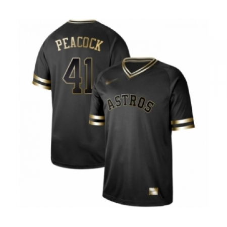 Men's Houston Astros #41 Brad Peacock Authentic Black Gold Fashion Baseball Jersey
