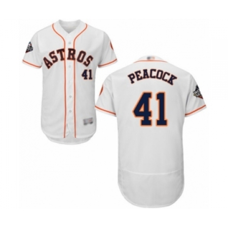 Men's Houston Astros #41 Brad Peacock White Home Flex Base Authentic Collection 2019 World Series Bound Baseball Jersey
