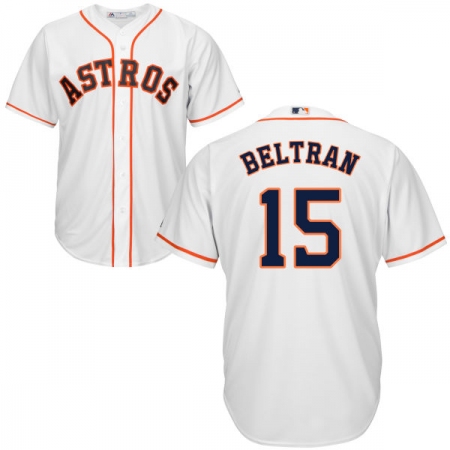 Youth Majestic Houston Astros #15 Carlos Beltran Replica White Home Cool Base MLB Jersey