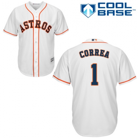 Men's Majestic Houston Astros #1 Carlos Correa Replica White Home Cool Base MLB Jersey