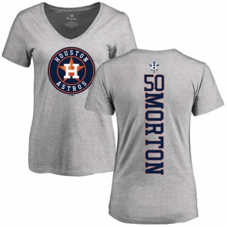 MLB Women's Nike Houston Astros #50 Charlie Morton Ash Backer T-Shirt