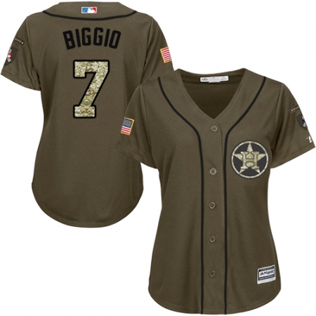 Women's Majestic Houston Astros #7 Craig Biggio Authentic Green Salute to Service MLB Jersey