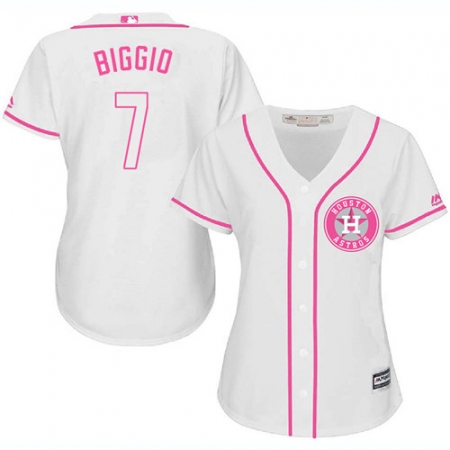 Women's Majestic Houston Astros #7 Craig Biggio Replica White Fashion Cool Base MLB Jersey