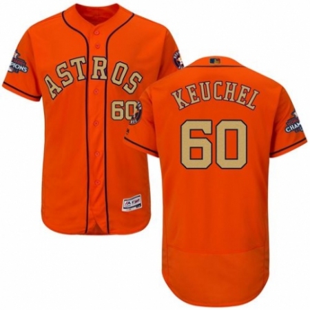 Men's Majestic Houston Astros #60 Dallas Keuchel Orange Alternate 2018 Gold Program Flex Base Authentic Collection MLB Jersey