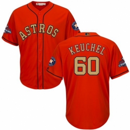 Men's Majestic Houston Astros #60 Dallas Keuchel Replica Orange Alternate 2018 Gold Program Cool Base MLB Jersey