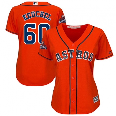 Women's Majestic Houston Astros #60 Dallas Keuchel Authentic Orange Alternate 2017 World Series Champions Cool Base MLB Jersey
