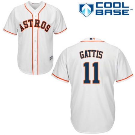 Men's Majestic Houston Astros #11 Evan Gattis Replica White Home Cool Base MLB Jersey