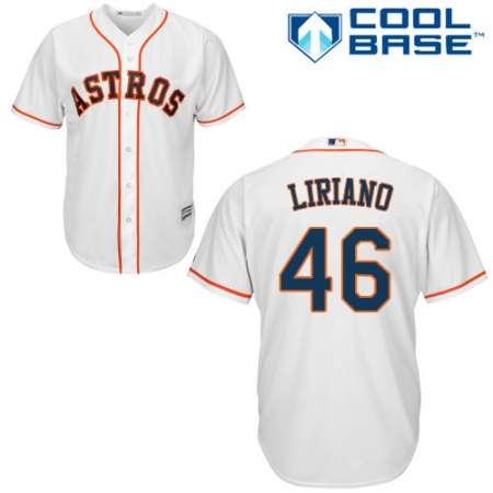Men's Majestic Houston Astros #46 Francisco Liriano Replica White Home Cool Base MLB Jersey