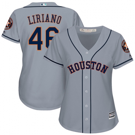 Women's Majestic Houston Astros #46 Francisco Liriano Replica Grey Road Cool Base MLB Jersey