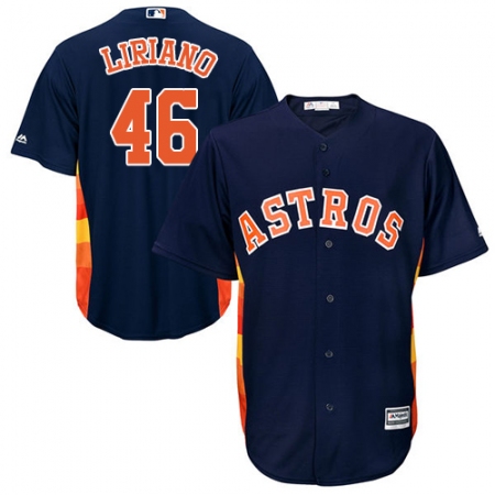 Youth Majestic Houston Astros #46 Francisco Liriano Authentic Navy Blue Alternate Cool Base MLB Jersey