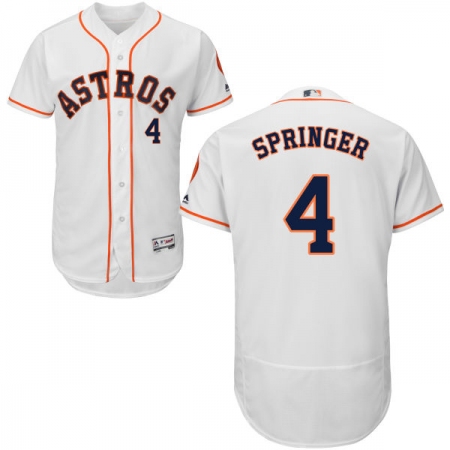 Men's Majestic Houston Astros #4 George Springer White Home Flex Base Authentic Collection MLB Jersey