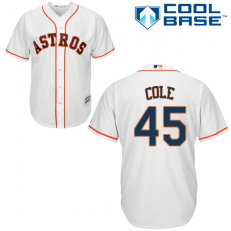 Youth Majestic Houston Astros #45 Gerrit Cole Replica White Home Cool Base MLB Jersey