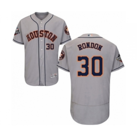 Men's Houston Astros #30 Hector Rondon Grey Road Flex Base Authentic Collection 2019 World Series Bound Baseball Jersey