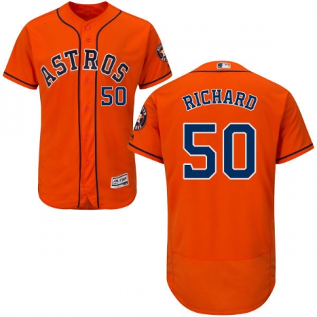 Men's Majestic Houston Astros #50 J.R. Richard Orange Alternate Flex Base Authentic Collection MLB Jersey