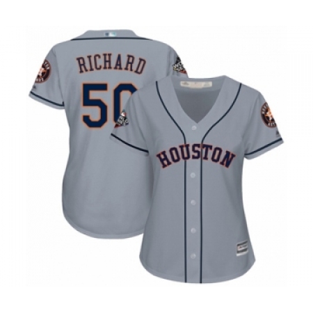 Women's Houston Astros #50 J.R. Richard Authentic Grey Road Cool Base 2019 World Series Bound Baseball Jersey