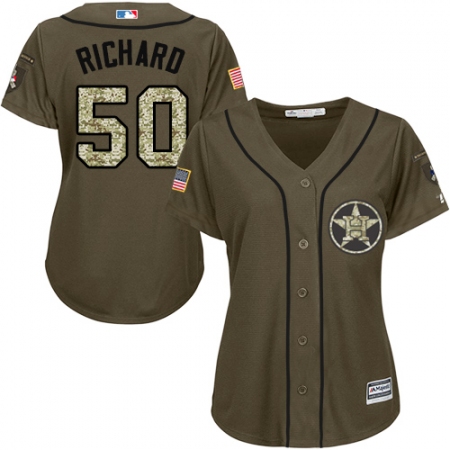 Women's Majestic Houston Astros #50 J.R. Richard Authentic Green Salute to Service MLB Jersey