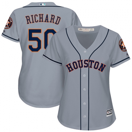 Women's Majestic Houston Astros #50 J.R. Richard Authentic Grey Road Cool Base MLB Jersey