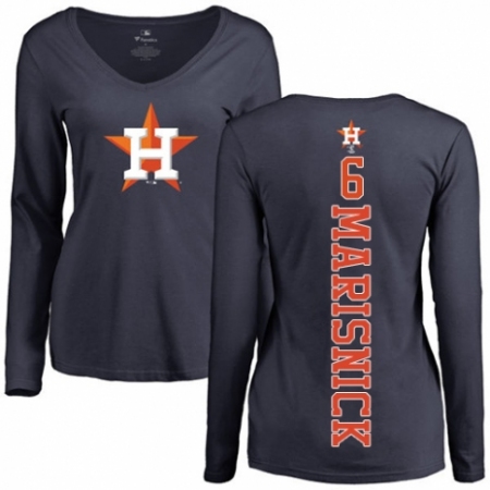 MLB Women's Nike Houston Astros #6 Jake Marisnick Navy Blue Backer Long Sleeve T-Shirt