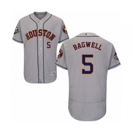 Men's Houston Astros #5 Jeff Bagwell Grey Road Flex Base Authentic Collection 2019 World Series Bound Baseball Jersey