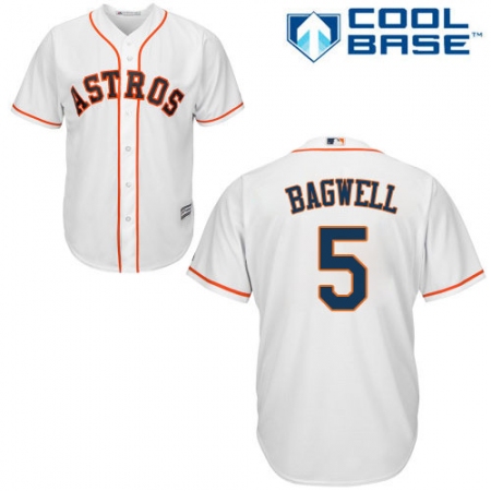 Men's Majestic Houston Astros #5 Jeff Bagwell Replica White Home Cool Base MLB Jersey