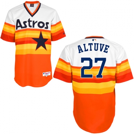 Men's Majestic Houston Astros #27 Jose Altuve Replica White/Orange 1979 Turn Back The Clock MLB Jersey