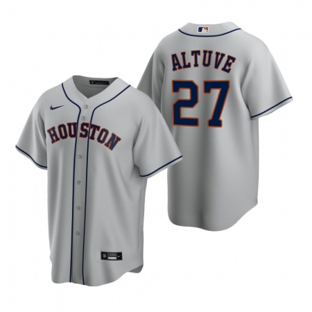 Men's Nike Houston Astros #27 Jose Altuve Gray Road Stitched Baseball Jersey