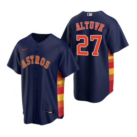 Men's Nike Houston Astros #27 Jose Altuve Navy Alternate Stitched Baseball Jersey