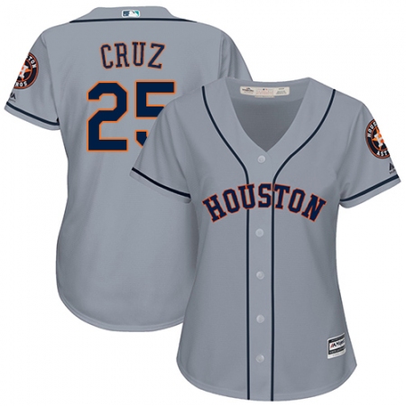 Women's Majestic Houston Astros #25 Jose Cruz Authentic Grey Road Cool Base MLB Jersey