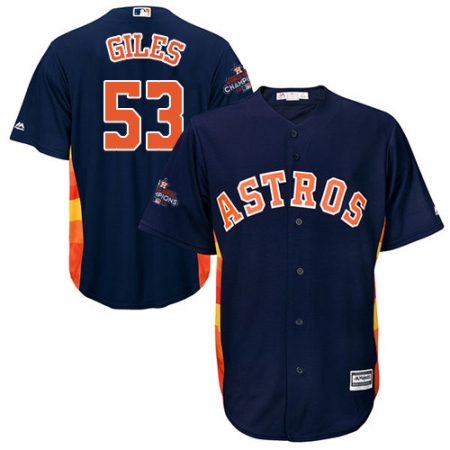 Youth Majestic Houston Astros #53 Ken Giles Authentic Navy Blue Alternate 2017 World Series Champions Cool Base MLB Jersey