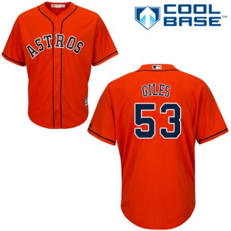Youth Majestic Houston Astros #53 Ken Giles Authentic Orange Alternate Cool Base MLB Jersey