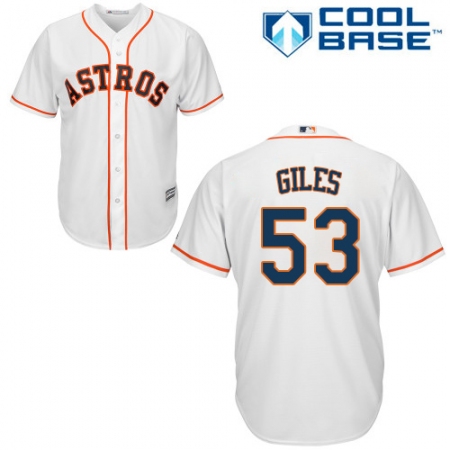 Youth Majestic Houston Astros #53 Ken Giles Authentic White Home Cool Base MLB Jersey