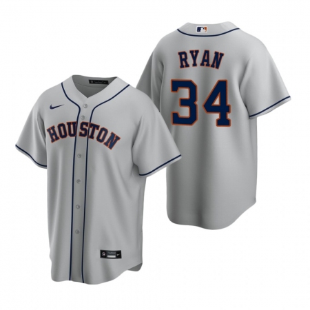 Men's Nike Houston Astros #34 Nolan Ryan Gray Road Stitched Baseball Jersey