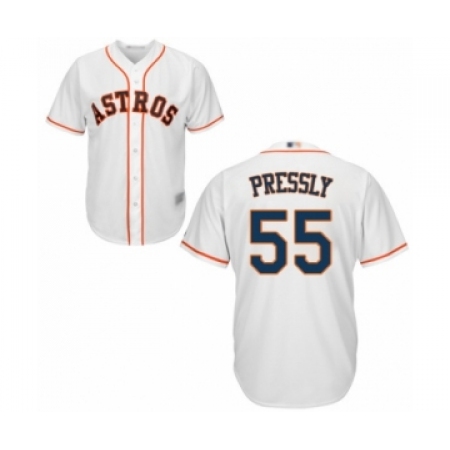 Men's Houston Astros #55 Ryan Pressly Replica White Home Cool Base Baseball Jersey