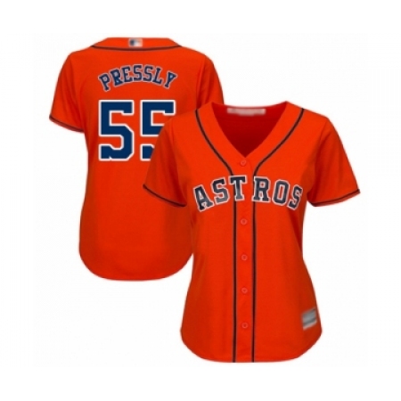 Women's Houston Astros #55 Ryan Pressly Authentic Orange Alternate Cool Base Baseball Jersey