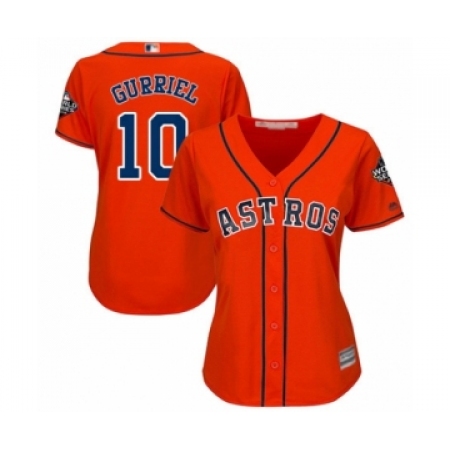 Women's Houston Astros #10 Yuli Gurriel Authentic Orange Alternate Cool Base 2019 World Series Bound Baseball Jersey