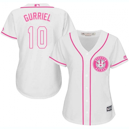Women's Majestic Houston Astros #10 Yuli Gurriel Authentic White Fashion Cool Base MLB Jersey